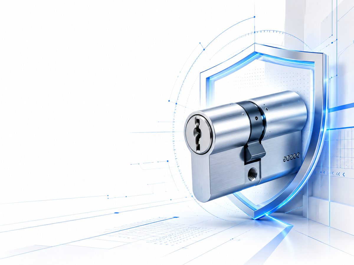 High-security lock cylinder protected by a digital shield, fitted by Fort Secure in Stone